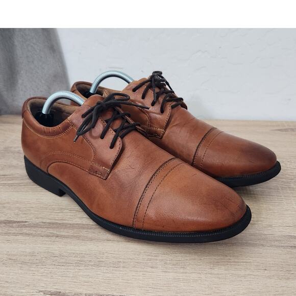Nunn Bush Other - Nunn Bush Men's Dress Shoes Size 9.5 Brown Leather Cap Toe Oxford Comfort Gel